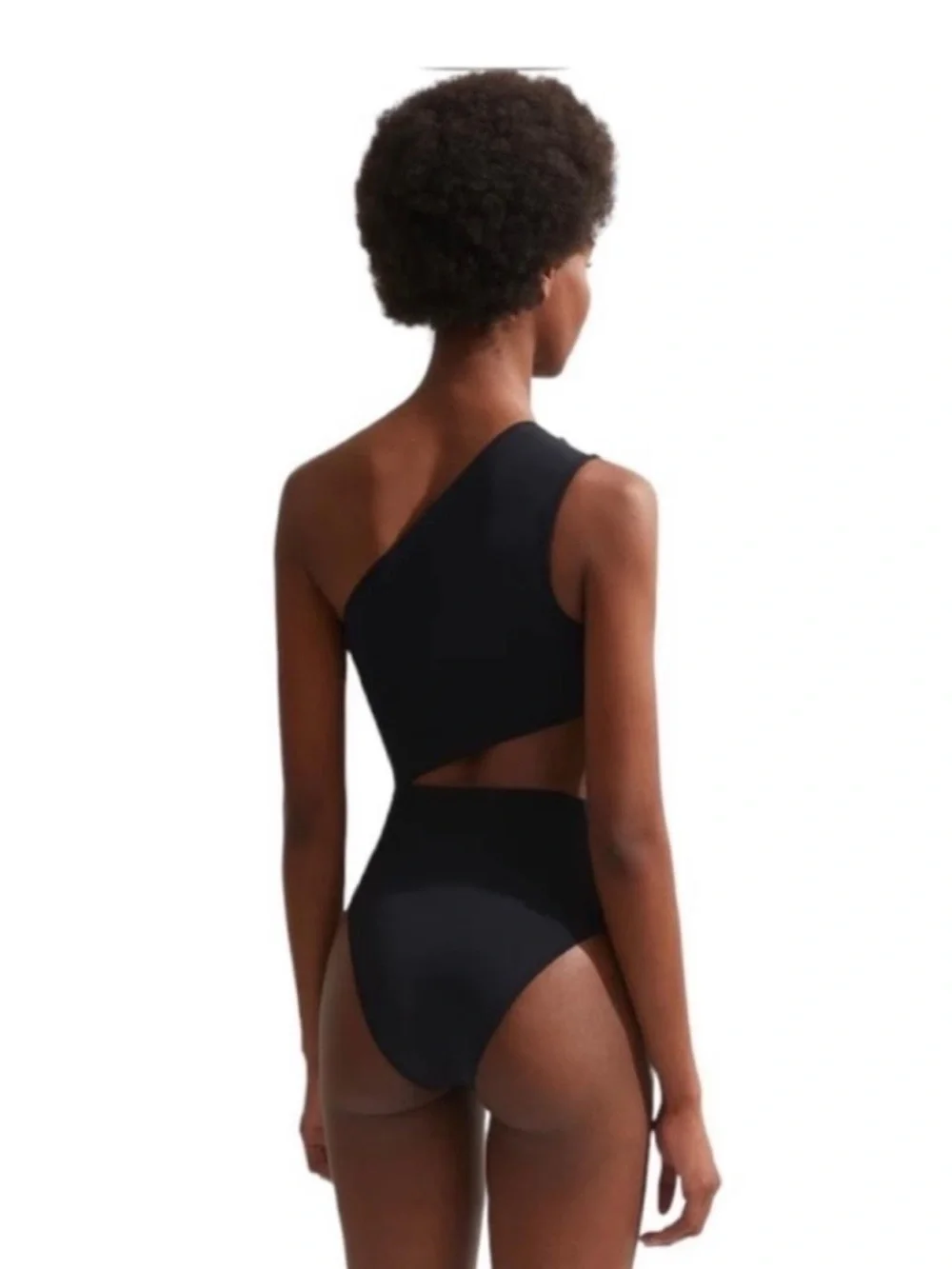 OYE Womens Black Rhea 1-Shoulder Asymmetric Cutout 1-Piece Swimsuit, M